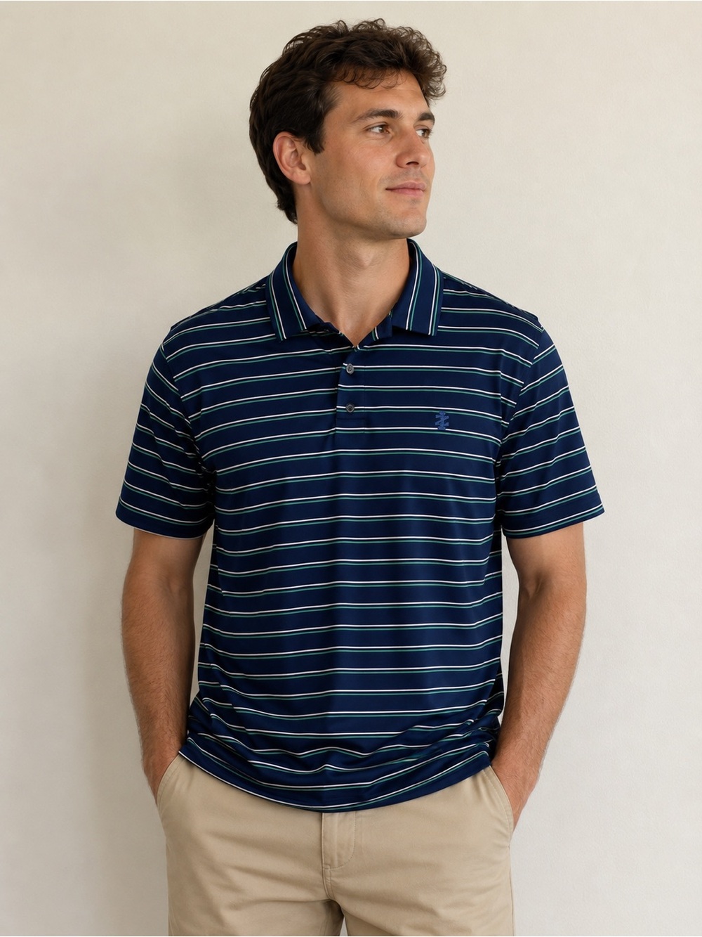 IZOD men’s polo shirt size XL striped blue preppy classic casual golf outing